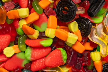 Assorted colorful gummy candies. Jelly  sweets.