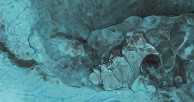 Dark turquoise paint splash abstract background. Creative art flow picture. Azure ink flow texture. Teal fluid mix, swirl in intricate way. Abstract living picture. Creative dynamic of liquid pattern
