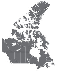 Outline of the map of Canada with regions