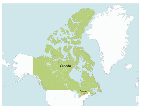Outline of the map of Canada with regions