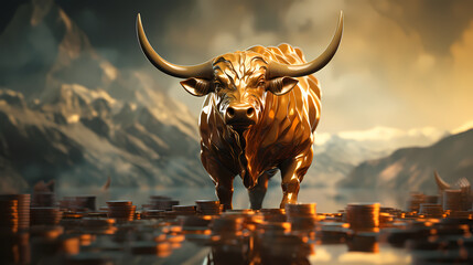 The Great Bull Market of Stock Market Progress and Growth - obrazy, fototapety, plakaty