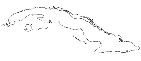 Outline of the map of Cuba with regions