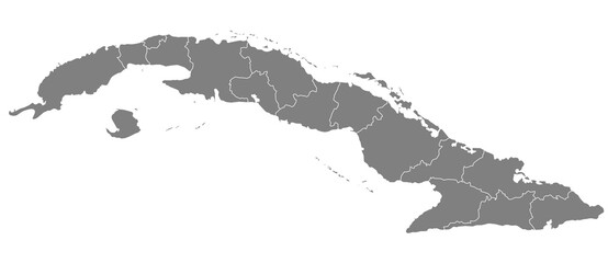 Outline of the map of Cuba with regions