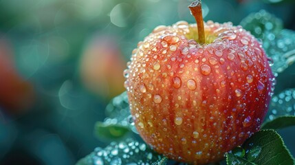 Dew-covered fruit in the morning light, showcasing natural hydration and the water content in food, solid color background, 4k, ultra hd