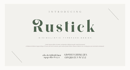 Ruslick classic lettering serif fonts decorative vintage retro concept. vector illustration - obrazy, fototapety, plakaty