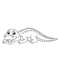 Crocodile Coloring Book Page For Kids