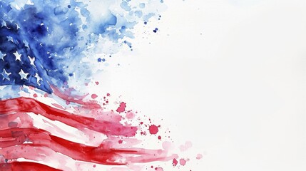 Watercolor painting of US national flag