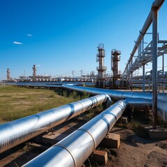 illustration of high quality photo Large oil pipeline and gas pipeli, Generative ai