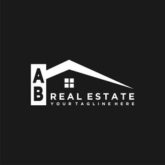 AB Initials Vektor Stok Real Estate Logo Design - obrazy, fototapety, plakaty