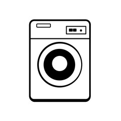 Simple washing machine isolated black icon.