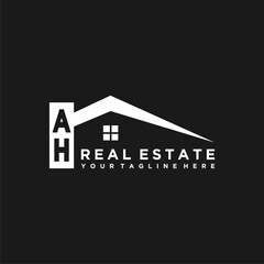 AH Initials Vektor Stok Real Estate Logo Design