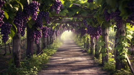 A Serene Grapevine Pathway