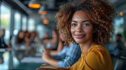 Professional team meeting in a sleek, modern office, diverse group of men and women engaged in discussion