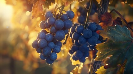 Sun-kissed Grapes on Vine