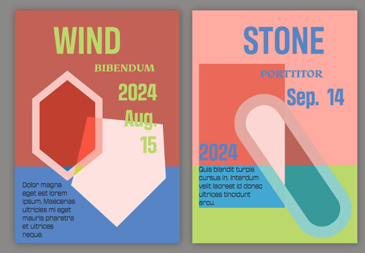 Flyer A4 Template with Simple Overlapping Geometrical Shapes Flat Color