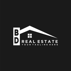 BD Initials Vektor Stok Real Estate Logo Design - obrazy, fototapety, plakaty
