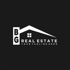 BG Initials Vektor Stok Real Estate Logo Design - obrazy, fototapety, plakaty