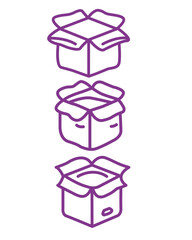Icons for cardboard boxes for delivery and shipping