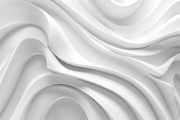 3d render of abstract white background with wavy lines and curves