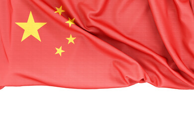 Flag of China isolated on white background with copy space below. 3D rendering