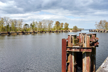 metal elements of the historic port basin on the Szczecin Lagoon