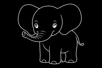 Elephant Icon.Cute elephant cartoon outline icon. Cute baby elephant cartoon outline. - 85