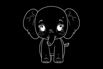 Elephant Icon.Cute elephant cartoon outline icon. Cute baby elephant cartoon outline. - 97