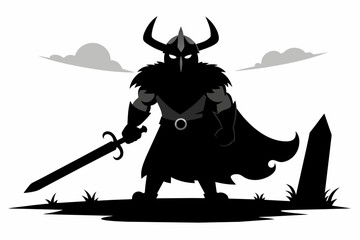 Black Viking with sword silhouette