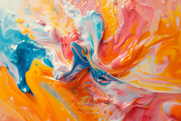 Bright and flowing abstract oil paint background, captured 