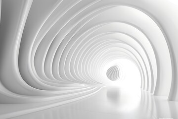 3d render of abstract white background with curved lines, minimalistic design