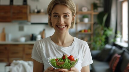 Woman Holding a Fresh Salad