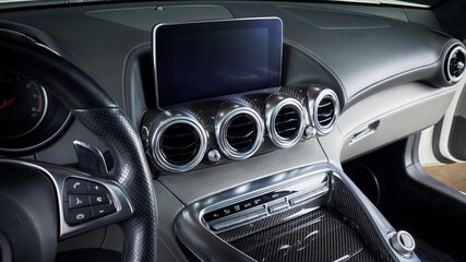 Black leather car dashboard