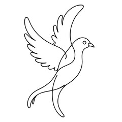 Fototapeta premium One continuous line drawing of flying dove