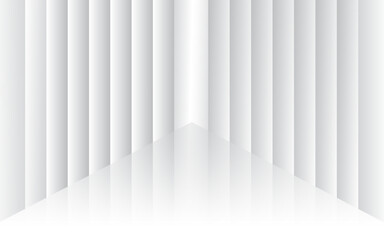 3d rendering. Modern light minimal vertical panel plate wall corner design background.