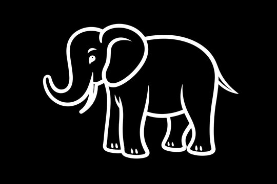 Elephant Icon.Cute elephant cartoon outline icon. Cute baby elephant cartoon outline. - 177