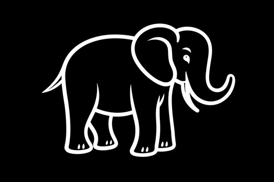 Elephant Icon.Cute elephant cartoon outline icon. Cute baby elephant cartoon outline. - 178