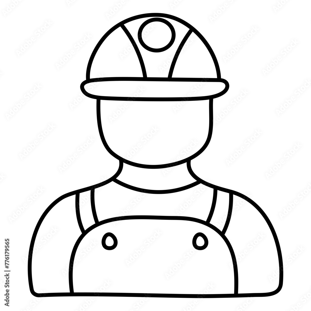 Poster avatar wearing hard hat, icon of labor