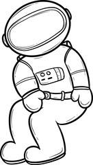 Cartoon astronaut standing with hands on hips