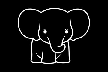 Elephant Icon.Cute elephant cartoon outline icon. Cute baby elephant cartoon outline. - 222