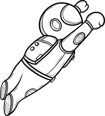 cartoon astronaut in a space suit flying