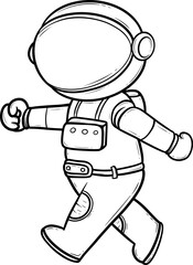 cartoon astronaut in a space suit walking