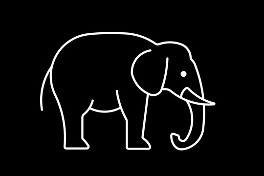 Elephant Icon.Cute elephant cartoon outline icon. Cute baby elephant cartoon outline. - 220