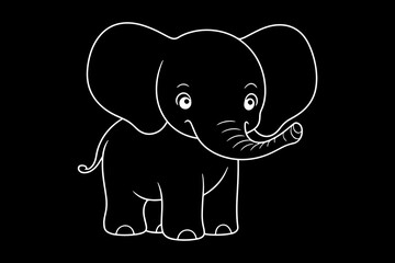Elephant Icon.Cute elephant cartoon outline icon. Cute baby elephant cartoon outline. - 8