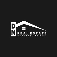 DM Initials Vektor Stok Real Estate Logo Design - obrazy, fototapety, plakaty