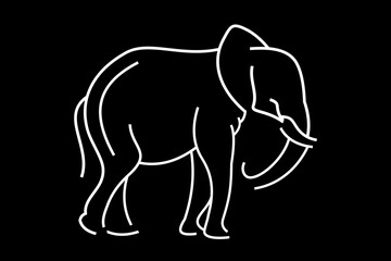 Elephant Icon.Cute elephant cartoon outline icon. Cute baby elephant cartoon outline. - 207
