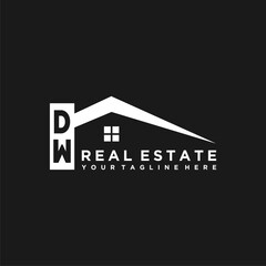 DW Initials Vektor Stok Real Estate Logo Design - obrazy, fototapety, plakaty