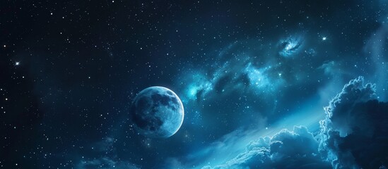 Obraz na płótnie Canvas The moon and stars in the night sky