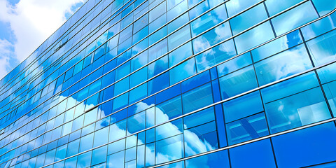 Edifícios de escritórios abstratos com reflexos em exteriores de vidro