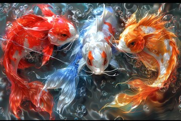 Two Goldfish Swimming Together
