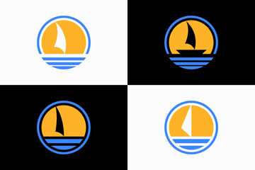 Sail Boat Collection logo vector premium